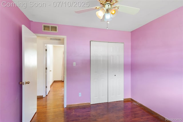1684 Smith St, Ypsilanti, MI 48198 - unfurnished bedroom with wood finished floors, a closet, and ceiling fan
