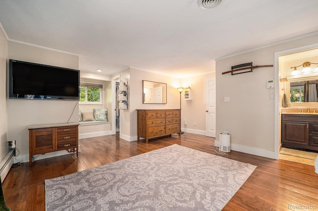 4729 Curtis Ln, Clarkston, MI 48346 - bedroom featuring crown molding, hardwood / wood-style flooring, and ensuite bath