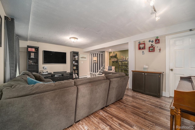 4729 Curtis Ln, Clarkston, MI 48346 - living room featuring wood finished floors, stairway, and a textured ceiling