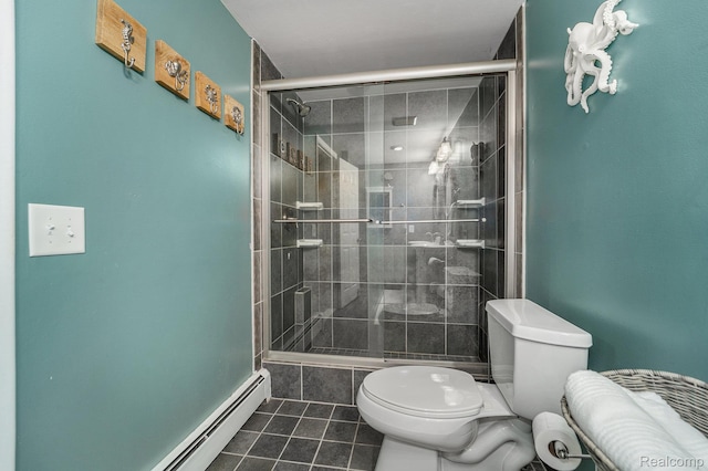 4729 Curtis Ln, Clarkston, MI 48346 - full bath featuring tile patterned flooring, a stall shower, and a baseboard radiator