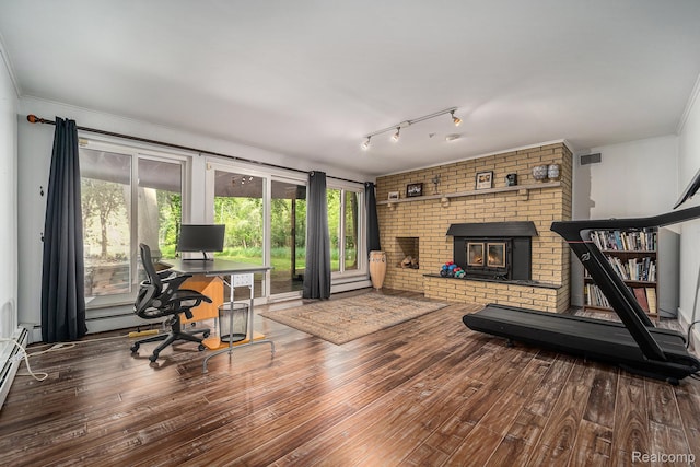 4729 Curtis Ln, Clarkston, MI 48346 - exercise room featuring wood finished floors, healthy amount of natural light, and ornamental molding