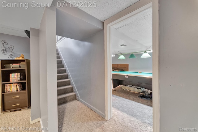 34060 Avondale St, Westland, MI 48186 - stairs featuring carpet flooring and billiards