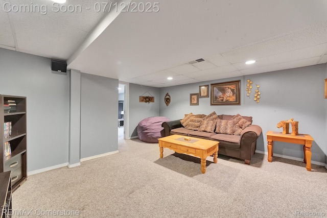 34060 Avondale St, Westland, MI 48186 - living area featuring carpet flooring and a drop ceiling