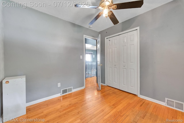 34060 Avondale St, Westland, MI 48186 - unfurnished bedroom featuring hardwood / wood-style floors, a closet, and ceiling fan
