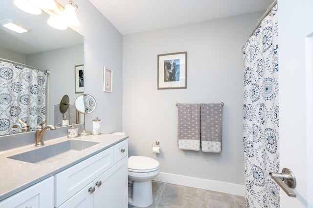 4785 Lauren Ln, Saint Joseph, MI 49085 - full bathroom with vanity, a shower with shower curtain, and tile patterned floors