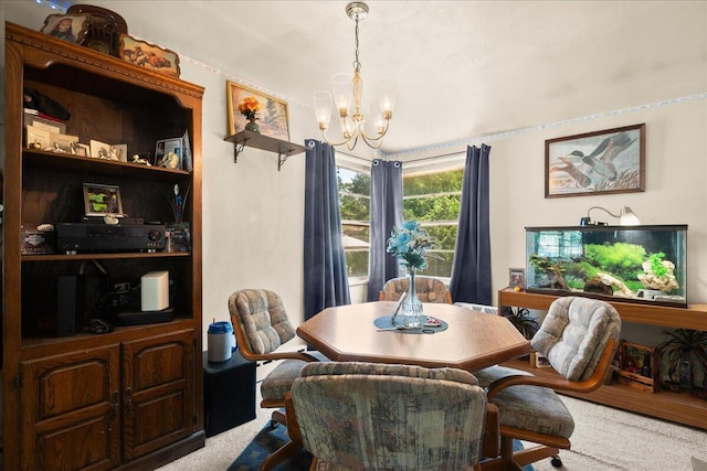 3658 Lake Harbor Rd, Norton Shores, MI 49441 - carpeted dining room featuring a chandelier