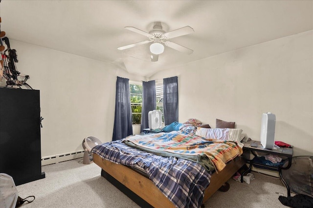 3658 Lake Harbor Rd, Norton Shores, MI 49441 - bedroom featuring carpet, baseboard heating, and ceiling fan