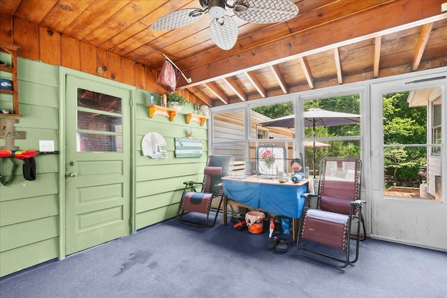 3658 Lake Harbor Rd, Norton Shores, MI 49441 - sunroom with healthy amount of natural light, ceiling fan, and vaulted ceiling