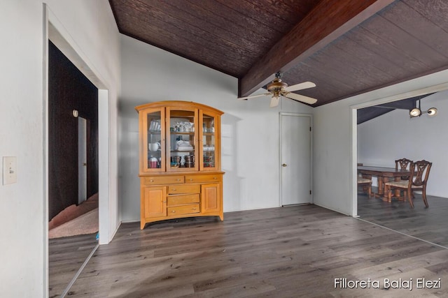 5640 Kraft Ave SE, Grand Rapids, MI 49512 - empty room featuring wooden ceiling, dark wood-style floors, and a ceiling fan