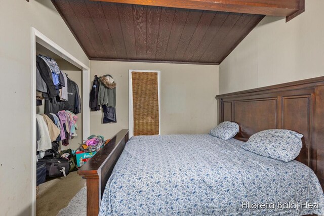 5640 Kraft Ave SE, Grand Rapids, MI 49512 - bedroom with wood ceiling, carpet flooring, a closet, and vaulted ceiling