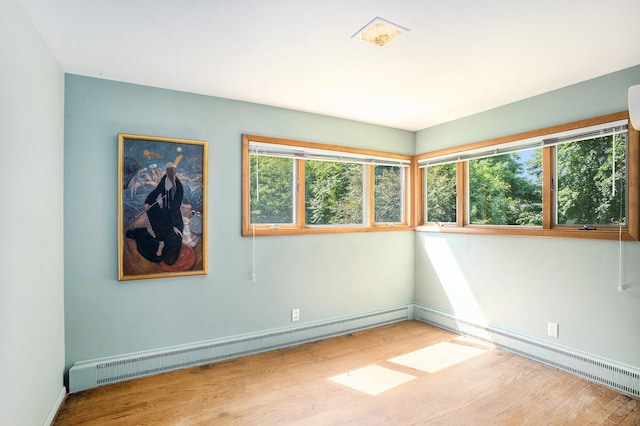 929 N Park Rd, Benton Harbor, MI 49022 - unfurnished room featuring baseboard heating, wood finished floors, and a baseboard heating unit