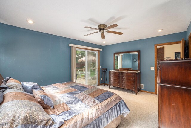 1972 Red Pine Dr, Dorr, MI 49323 - bedroom with access to outside, carpet floors, a ceiling fan, and recessed lighting