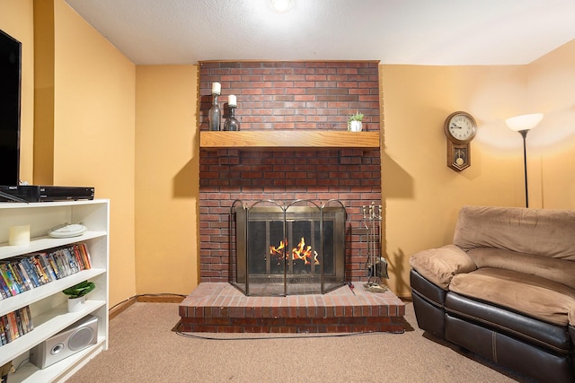 1972 Red Pine Dr, Dorr, MI 49323 - carpeted living area featuring a fireplace