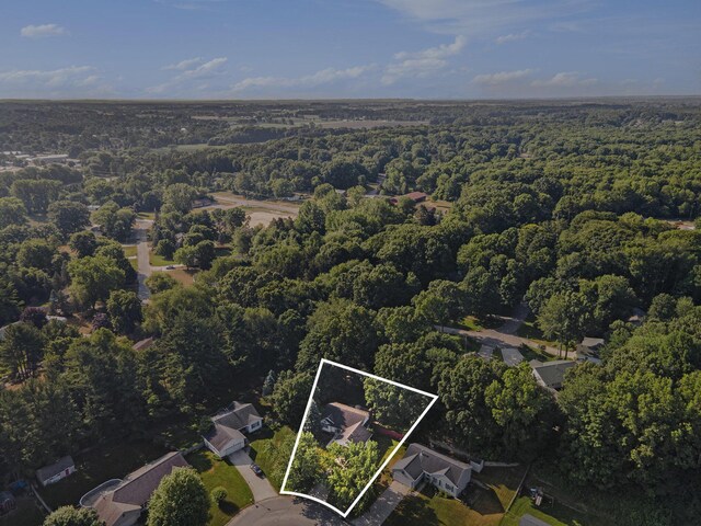 1972 Red Pine Dr, Dorr, MI 49323 - aerial view of property and surrounding area featuring a forest and property boundaries highlighted