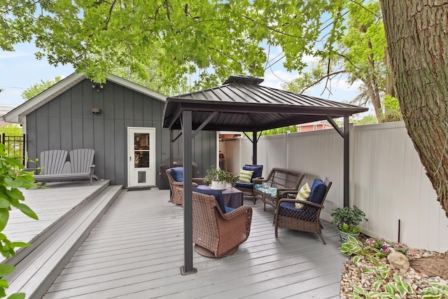 3129 Oakshade Dr, Manitou Beach, MI 49253 - wooden terrace with an outdoor living space and a gazebo