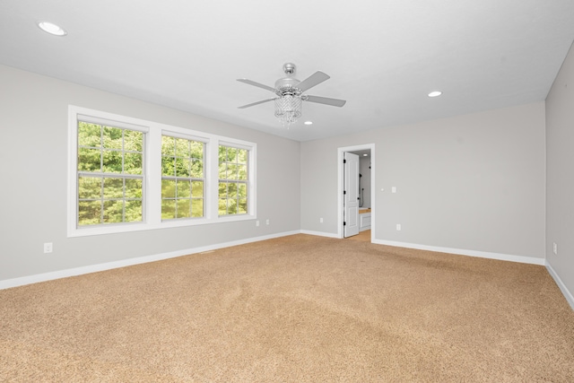7226 Breton Woods Ct, Kalamazoo, MI 49009 - spare room featuring light carpet, recessed lighting, and ceiling fan