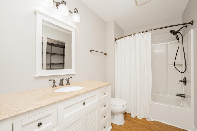 7226 Breton Woods Ct, Kalamazoo, MI 49009 - full bathroom with vanity, wood finished floors, and shower / bathtub combination with curtain