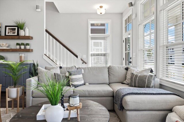 230 Cavelier Ave, Saint Joseph, MI 49085 - living room with healthy amount of natural light and stairway