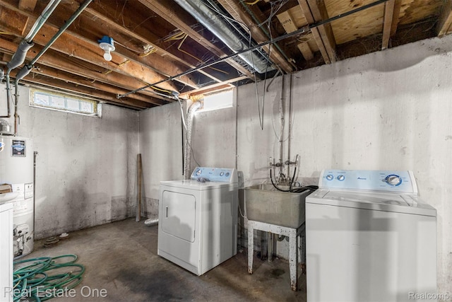 496 Lenoir Ave, River Rouge, MI 48218 - below grade area with washing machine and clothes dryer and water heater