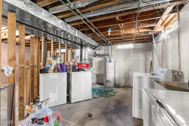 496 Lenoir Ave, River Rouge, MI 48218 - basement with independent washer and dryer and gas water heater