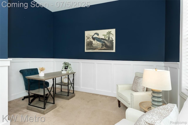 3666 Phillips Ave, Berkley, MI 48072 - sitting room featuring wainscoting, carpet floors, and a decorative wall
