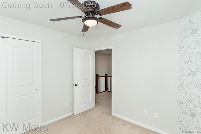 3666 Phillips Ave, Berkley, MI 48072 - unfurnished bedroom with light colored carpet, a ceiling fan, and a closet
