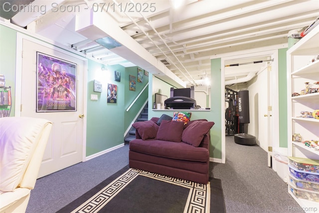 8527 Congress Dr, Canton, MI 48187 - living area featuring carpet floors and stairs