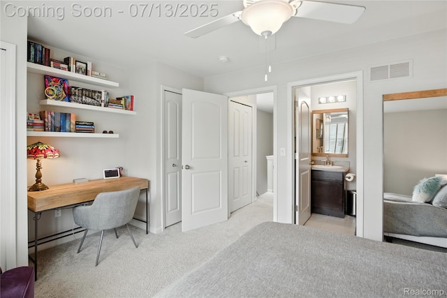 3317 Parkways Blvd, Auburn Hills, MI 48326 - carpeted office with a ceiling fan and a sink