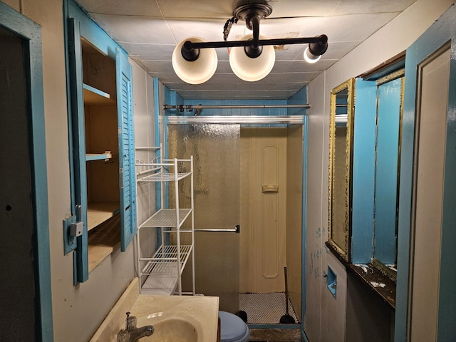 2768 W Winston Rd, Rothbury, MI 49452 - full bath featuring a shower stall and toilet