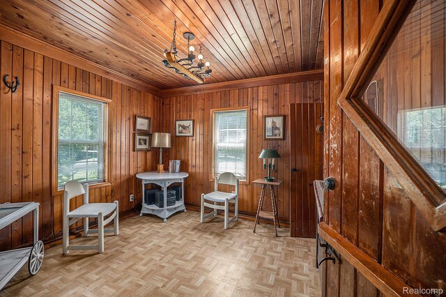 6400 N Rochester Rd, Rochester Hills, MI 48306 - sitting room with wood ceiling and wood walls