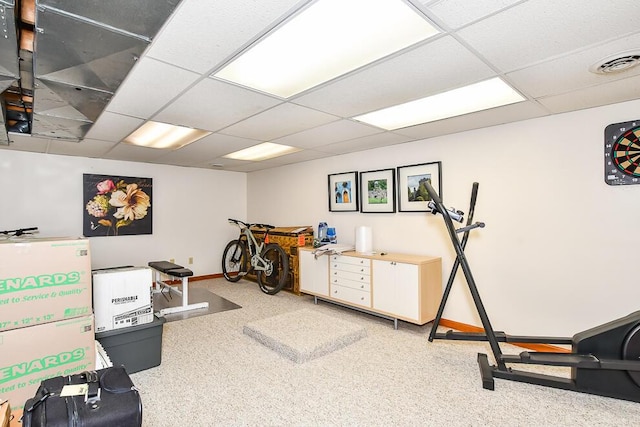50983 Kiawah Trl, Mattawan, MI 49071 - exercise area with a paneled ceiling