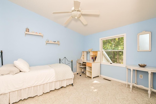 50983 Kiawah Trl, Mattawan, MI 49071 - carpeted bedroom featuring lofted ceiling, a ceiling fan, and an office area
