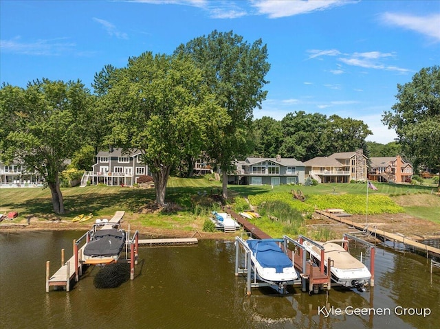 46 Counts Cove Ct, Holland, MI 49424 - dock featuring boat lift and a water view