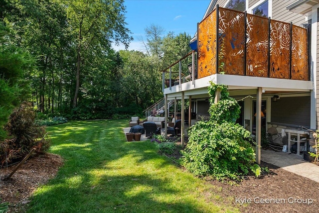 46 Counts Cove Ct, Holland, MI 49424 - view of green lawn with an outdoor living space and a patio area