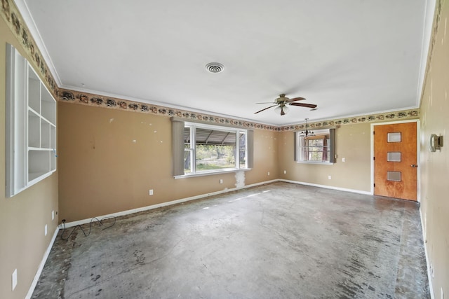 8020 Greenes Dr, Jackson, MI 49201 - spare room with a ceiling fan and crown molding