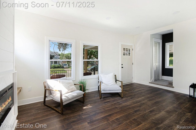 271 College St, Southfield, MI 48220 - living area featuring wood finished floors and a glass covered fireplace