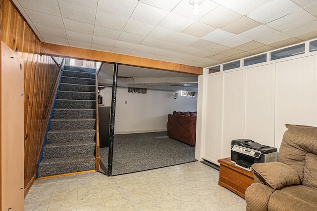 1109 Goguac St W, Battle Creek, MI 49015 - finished basement featuring light floors and stairway
