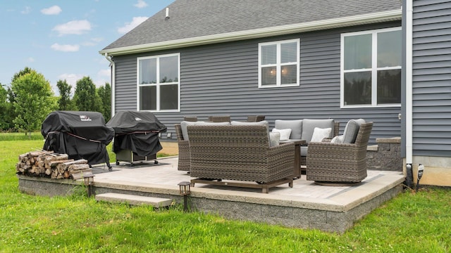 3850 Diuble Rd, Ann Arbor, MI 48103 - deck with an outdoor living space, a grill, and a patio area