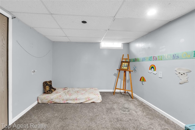 12876 Martin Rd, Warren, MI 48088 - recreation room featuring a paneled ceiling and carpet