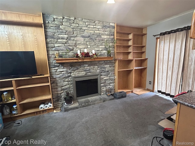 12876 Martin Rd, Warren, MI 48088 - unfurnished living room with carpet and a fireplace