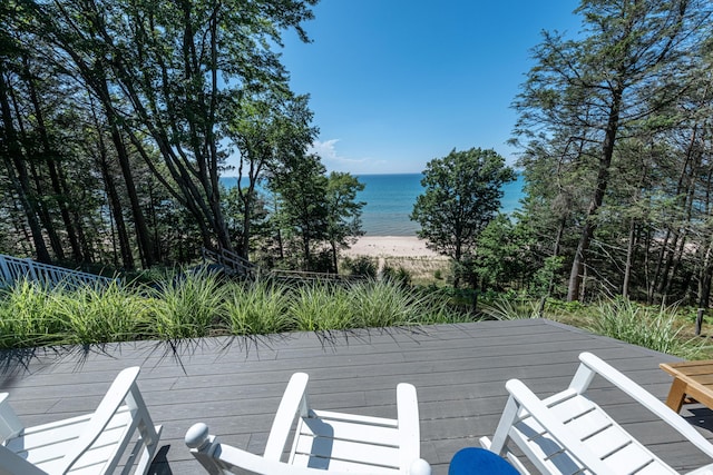 4569 N Ridge Rd, Mears, MI 49436 - deck with view of water and beach