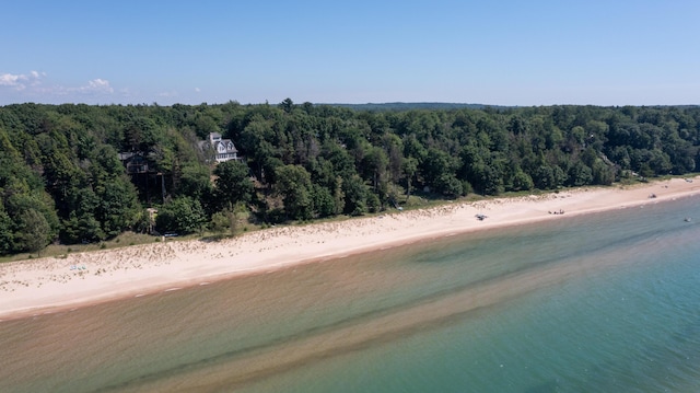 4569 N Ridge Rd, Mears, MI 49436 - aerial overview of property's location featuring extended coastline and a heavily wooded area