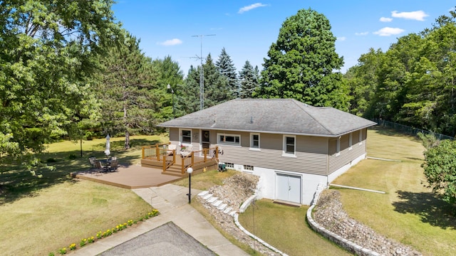 3914 135th Ave, Hersey, MI 49639 - view of front of house featuring a deck and a shingled roof