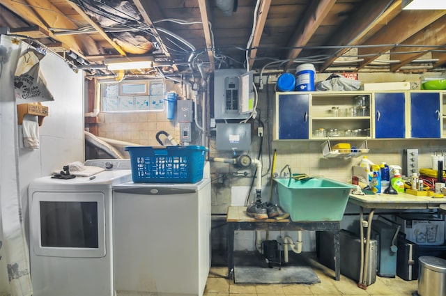 3914 135th Ave, Hersey, MI 49639 - below grade area featuring separate washer and dryer and electric panel