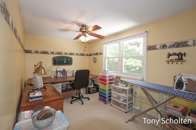 8179 Mellowwood Dr, Jenison, MI 49428 - office area featuring ceiling fan and carpet flooring