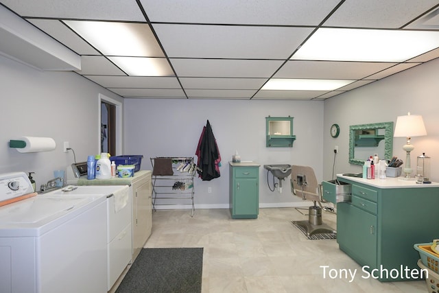 8179 Mellowwood Dr, Jenison, MI 49428 - laundry area with washing machine and clothes dryer and baseboards