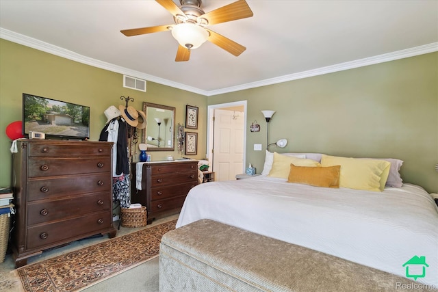 2340 Lakeview Dr, Brooklyn, MI 49230 - bedroom featuring crown molding and ceiling fan