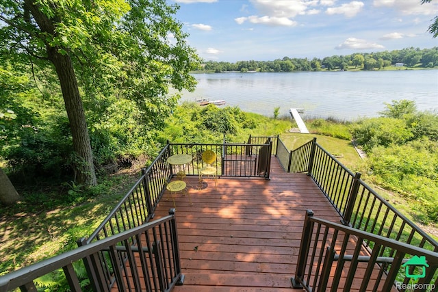 2340 Lakeview Dr, Brooklyn, MI 49230 - deck featuring a water view and stairway
