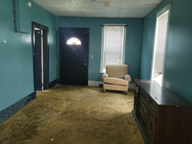 233 2nd Ave, Manistee, MI 49660 - entryway featuring carpet flooring and a drop ceiling