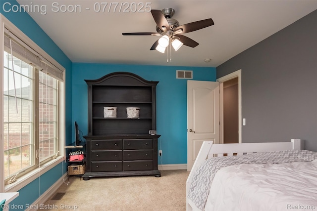 15946 Tubspring Rd, Allenton, MI 48002 - bedroom with multiple windows, light carpet, and ceiling fan